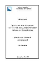 Quản lý nhà nước về công tác đào tạo nghề cho lao ñộng nông thôn trên địa bàn tỉnh quảng nam