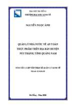 Quản lý nhà nước về an toàn thực phẩm trên địa bàn huyện núi thành, tỉnh quảng nam