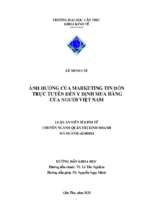 ảnh hưởng của marketing tin đồn trực tuyến đến ý định mua hàng của người việt nam