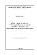 Báo in với vấn đề giáo dục tư tưởng lối sống cho thanh niên đồng bằng sông cửu long (khảo sát báo bạc liêu, cà mau từ tháng 1 2018 đến tháng 6 2019)