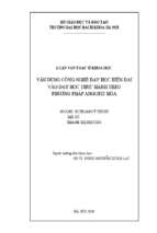 Vận dụng công nghệ dạy học hiện đại vào dạy học thực hành ngành cơ khí   chế tạo máy theo phương pháp angorit hoá