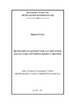 đề xuất một số giải pháp nâng cao chất lượng đội ngũ giảng viên trường đại học y trường đại học y thái bình