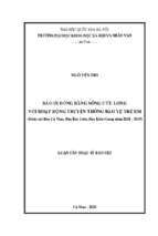 Báo in đồng bằng sông cửu long với hoạt động truyền thông bảo vệ trẻ em (khảo sát báo cà mau, báo bạc liêu, báo kiên giang năm 2018   2019)