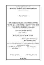 điều chỉnh chính sách của philippines trong quan hệ với trung quốc dưới thời tổng thống duterte (2016 2020)