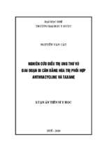 Nghiên cứu điều trị ung thư vú giai đoạn di căn bằng hóa trị phối hợp anthracycline và taxane