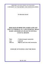 Nghiên cứu sử dụng cát đỏ bình thuận và tro bay nhiệt điện vĩnh tân làm móng và mặt đường giao thông nông thôn khu vực duyên hải nam trung bộ tt tiếng anh