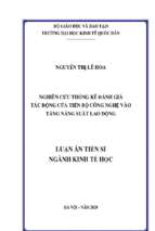 Nghiên cứu thống kê đánh giá tác động của tiến bộ công nghệ vào tăng năng suất lao động