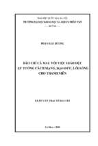 Báo chí cà mau với việc giáo dục lý tưởng cách mạng, đạo đức, lối sống cho thanh niên