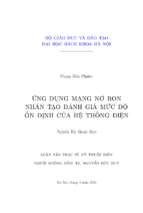 ứng dụng mạng nơ ron nhân tạo đánh giá mức độ ổn định của hệ thống điện