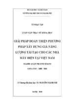 Giải pháp hoàn thiện phương pháp xây dựng giá năng lượng tái tạo cho các nhà máy điện tại việt nam