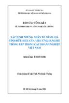 Xác định những nhân tố đánh giá tính hữu hiệu của việc ứng dụng hệ thống erp trong các doanh nghiệp việt nam