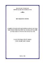 Nghiên cứu xây dựng hệ thống quản lý an toàn thực phẩm theo nguyên tắc của haccp vào bếp ăn nhà khách tw số 8 chu văn an hà nội
