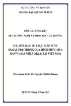 Thu hút đầu tư trực tiếp nước ngoài (fdi) thông qua hình thức mua bán và sáp nhập (m&a) tại việt nam