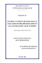 Xây dựng và áp dụng hệ thống quản lý chất lượng iso 90012008 trong lĩnh vực đào tạo hệ đại học tại dự án hedspi