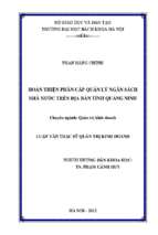 Hoàn thiện phân cấp quản lý ngân sách nhà nước trên địa bàn tỉnh quảng ninh