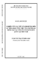 Nghiên cứu các yếu tố ảnh hưởng đến sự thỏa mãn công việc của người lao động tại các công ty xây dựng hàn quốc tại việt nam
