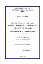 Giải pháp nâng cao chất lượng đội ngũ cán bộ quản lý của công ty đtpt thủy lợi sông đáy