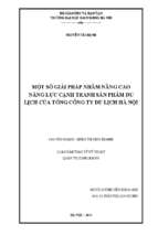 Một số giải pháp nhằm nâng cao năng lực cạnh tranh sản phẩm du lịch tại tổng công ty du lịch hà nội.