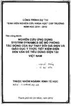 Nghiên cứu ứng dụng system dynamics để mô phỏng tác động của sự thay đổi giá điện và giáo dục ý thức tiết kiệm điện đến vấn đề tiêu dùng điện tại việt nam