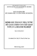 định giá tài sản nhà nước để giao theo cơ chế giao vốn của doanh nghiệp