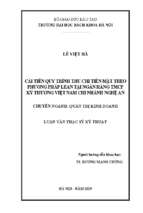 Cải tiến quy trình thu chi tiền mặt theo phương pháp lean tại nh tmcp kỹ thương việt nam – chi nhánh nghệ an