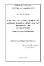 đánh giá kết quả làm việc của nhân viên – nghiên cứu tình huống tại ngân hàng tmcp bưu điện liên việt chi nhánh đông đô.