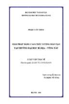 Giải pháp nâng cao chất lượng đào tạo tại trường đại học bà rịa – vũng tàu.