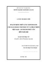 Hoạch định chiến lược kinh doanh cho ngân hàng tmcp đầu tư và phát triển việt nam – chi nhánh phúc yên đến năm 2020.