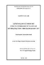 Lập kế hoạch tài chính cho công ty cổ phần đầu tư và xây lắp kỹ thuật hạ tầng   pidi giai đoạn 2015 2017