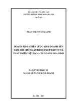 Hoạch định chiến lược kinh doanh đến năm 2020 cho ngân hàng tmcp đầu tư và phát triển việt nam, chi nhánh hòa bình