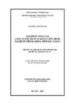 Giải pháp nâng cao chất lượng dịch vụ khám chữa bệnh tại bệnh viện đa khoa tỉnh bắc giang