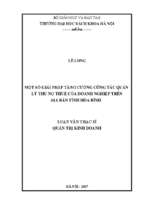 Một số giải pháp tăng cường công tác quản lý thu nợ thuế của doanh nghiệp trên địa bàn tỉnh hòa bình.