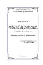 Quản trị rủi ro tín dụng tại ngân hàng vietinbank – chi nhánh cẩm phả