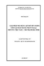 Giải pháp mở rộng qui mô huy động vốn tại ngân hàng tmcp ngoại thương việt nam – chi nhánh hà tĩnh