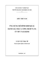 ứng dụng mô hình servqual đánh giá chất lượng dịch vụ 3g ở vnpt nam định