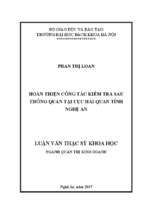 Hoàn thiện công tác kiểm tra sau thông quan tại cục hải quan tỉnh nghệ an