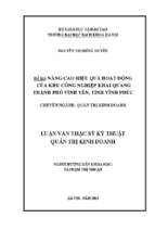 Nâng cao hiệu quả hoạt động của khu công nghiệp khai quang, thành phố vĩnh yên, tỉnh vĩnh phúc