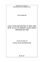 Tăng cường thu hút đầu tư trực tiếp nước ngoài vào tỉnh bắc giang trong giai đoạn 2017 2020