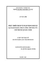 Phát triển dịch vụ ngân hàng bán lẻ tại ngân hàng tmcp công thương việt nam   chi nhánh quảng ninh.