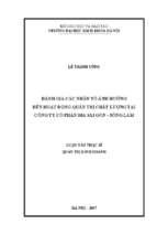 đánh giá các nhân tố ảnh hưởng đến hoạt động quản trị chất lượng tại công ty cổ phần bia sài gòn   sông lam