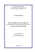 Một số giải pháp nâng cao hiệu quả sử dụng nguồn vốn ngân sách nhà nước trên địa bàn tỉnh hòa bình.