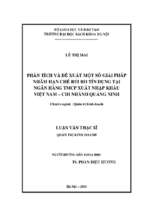 Phân tích và đề xuất một số giải pháp nhằm hạn chế rủi ro tín dụng tại ngân hàng tmcp xuất nhập khẩu việt nam   chi nhánh quảng ninh