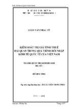 Kiểm soát trị giá tính thuế hải quan trong quá trình hội nhập kinh tế quốc tế của việt nam