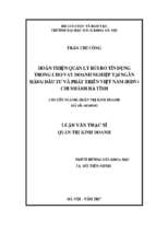 Hoàn thiện quản lý rủi ro tín dụng trong cho vay doanh nghiệp tại ngân hàng đầu tư và phát triển việt nam (bidv) – chi nhánh hà tĩnh