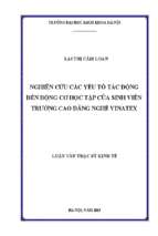 Nghiên cứu các yếu tố tác động đến động cơ học tập của sinh viên trường cao đẳng nghề vinatex