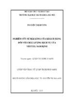 Nghiên cứu sự hài lòng của khách hàng đối với chất lượng dịch vụ của viettel nam định