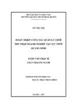 Hoàn thiện công tác quản lý thuế thu nhập doanh nghiệp tại cục thuế quảng ninh