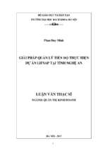 Giải pháp quản lý tiến độ thực hiện dự án lifsap tại tỉnh nghệ an