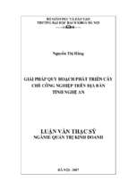 Giải pháp quy hoạch phát triển cây chè công nghiệp trên địa bàn tỉnh nghệ an