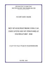 Một số giải pháp nhằm nâng cao chất lượng dân số tỉnh nghệ an giai đoạn 2014   2020